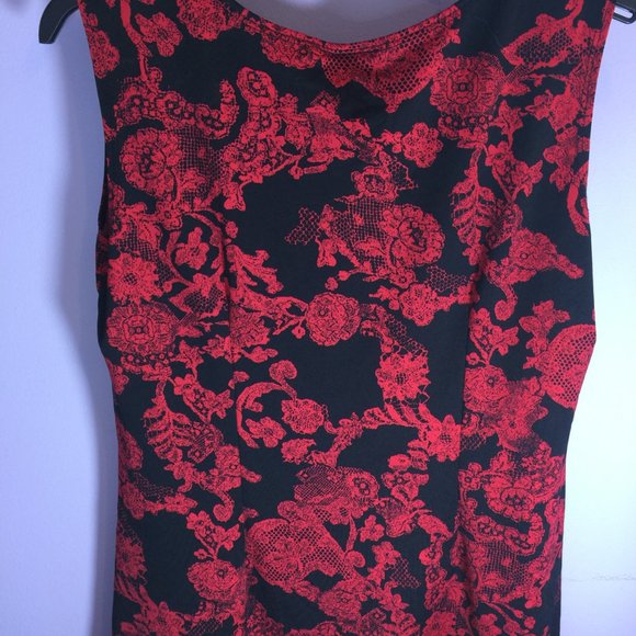 Tank and Skirt Vibrant 'China Red' and Black Floral - Picture 3 of 11